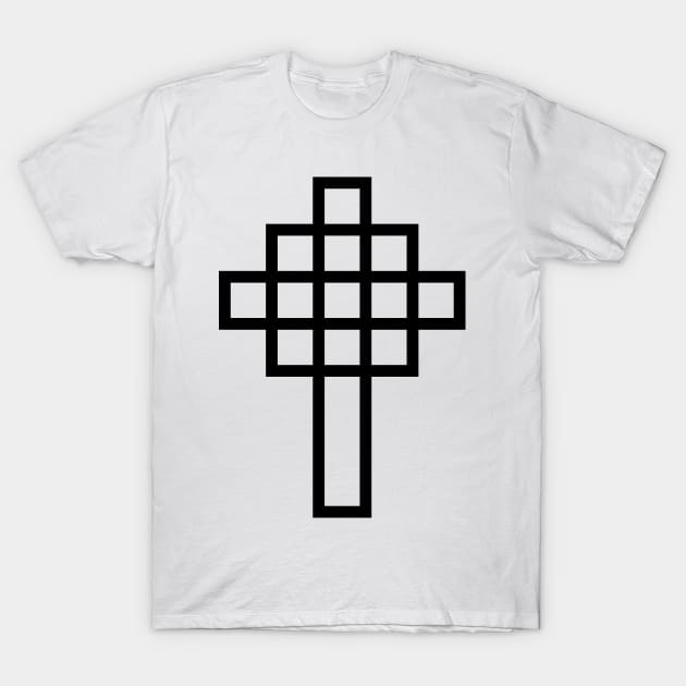 Geometric Cross - Black T-Shirt by joshthecartoonguy